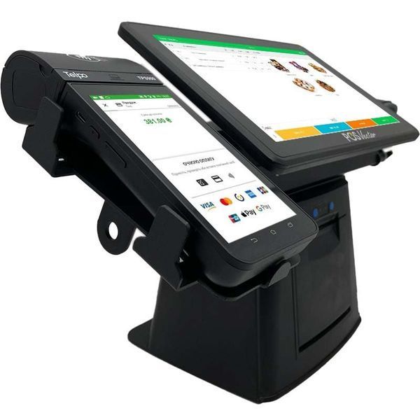 Комплексна каса 5-в-1 SHIVA POS Android 11 для магазину і торгівлі. POS-термінал + принтер чеків + сканер штрихкодів + тримач + ПЗ SHIVA-A фото