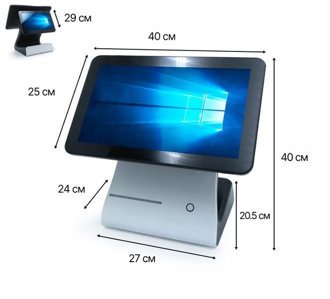 Двоекранний Windows POS-термінал Versa 15,6&Prime; 8/128 ГБ. Потужний сенсорний ПОС термінал з екраном покупця 11.6" GM-S26 фото